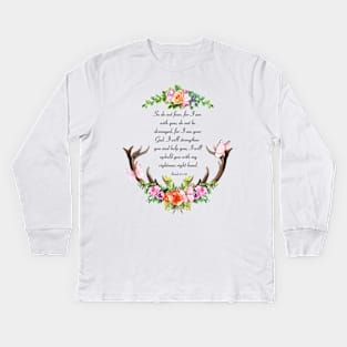 Isaiah 41:10 (Flowers and Butterflies) Kids Long Sleeve T-Shirt